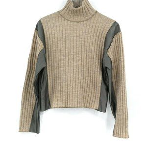 ZARA Women's Size S Beige High Neck Ribbed Knit Pullover Sweater #B16